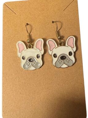 French Bulldog Enamel Drop Earrings 🧁
